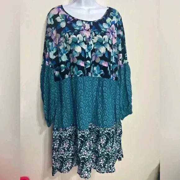 Soft surroundings Night Bloom Balloon Sleeve Dress Size Large NWOT - Picture 1 of 7